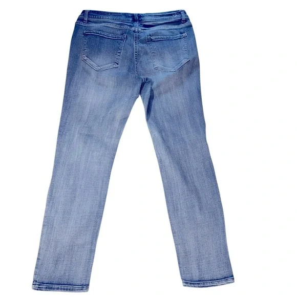 Kenzie Jeans Women’s SZ 6/28 Faded Blue Destroyed Low Rise Straight Leg Stretch - Picture 3 of 8